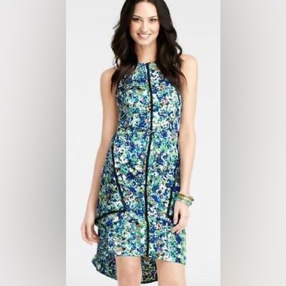 Ann Taylor Floral BLue Green High Low Sleeveless Tiered MIDI Dress Women’s Sz 10 - Picture 11 of 11